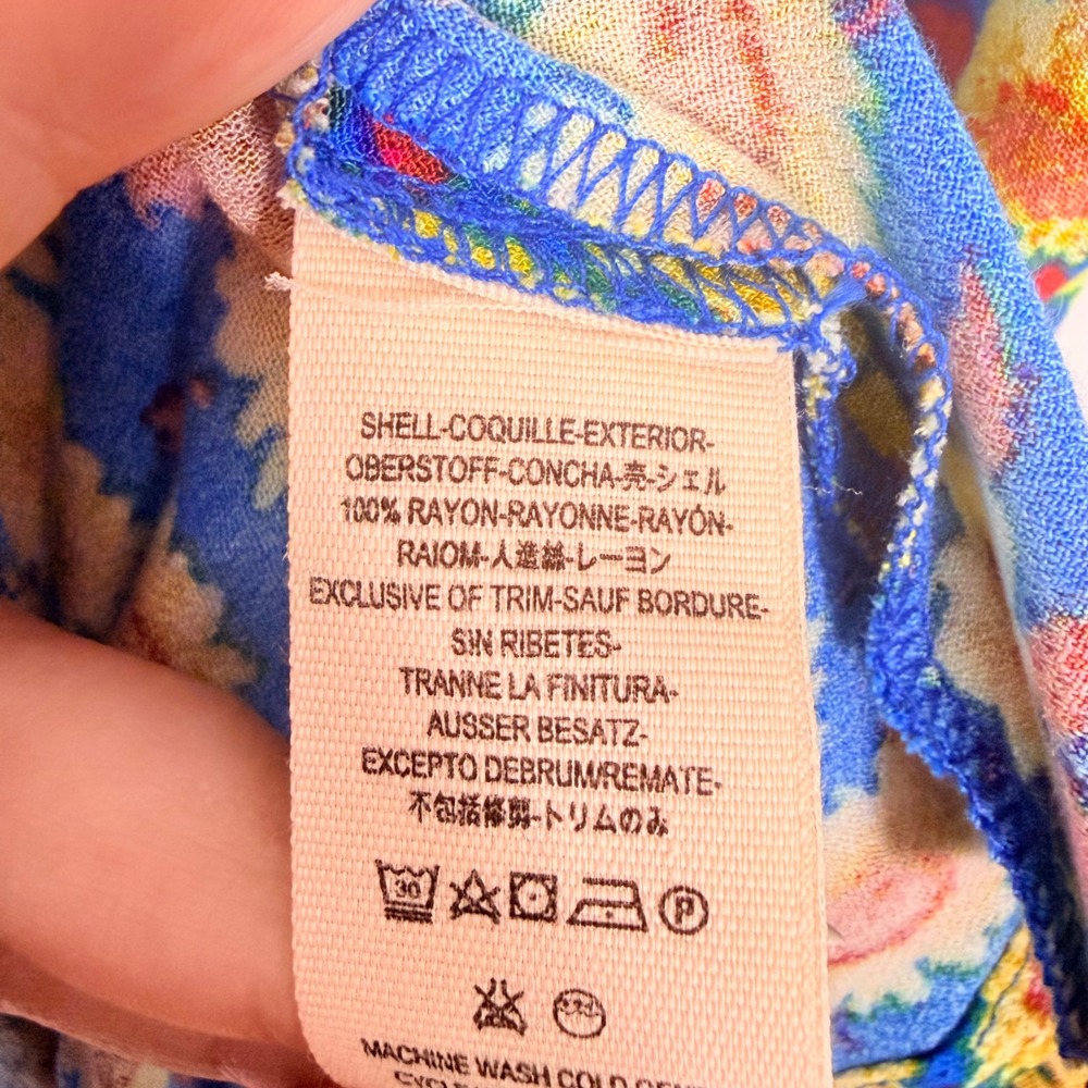 Free People Sunflower Print Catching Vibes Mini Dress Boho Floral V-Neck Size 2 - Picture 6 of 8